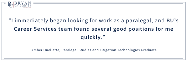 “I immediately began looking for work as a paralegal, and BU’s Career Services team found several good positions for me quickly.”