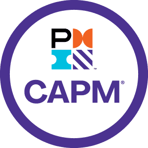 CAPM certification logo with colorful geometric design in purple circle