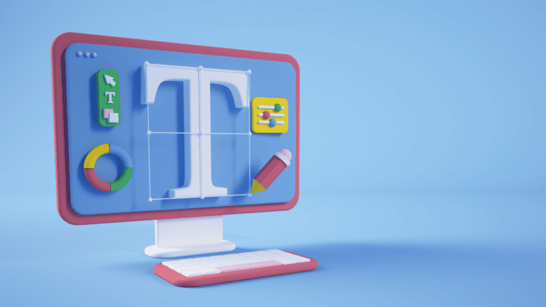 a computer screen with the letter t on it