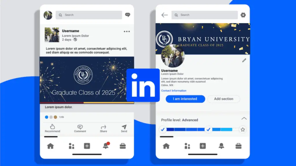 An example of a LinkedIn page using the Bryan University media kit