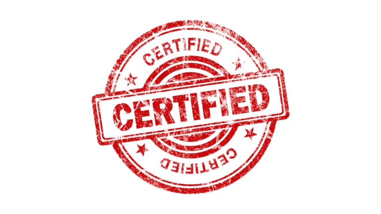 red graphic with the word certification displayed