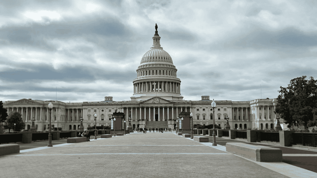 The photo captures the U.S. Capitol in Washington D.C.