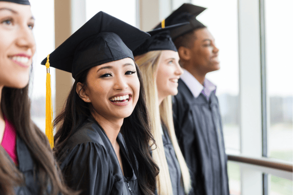asian woman graduate smiling for photo