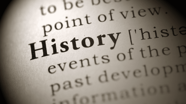 Image of the word history in a dictionary